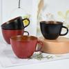 350ml/500ml Wooden Cup Easy To Clean Japanese Style Bowl Type Juice Unbreakable Tumbler Mugs with Handle for Home