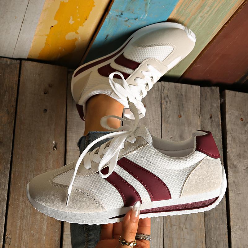 Fashion Spring Autumn Patchwork Women's Sneakers 2025 New Striped Platform Spprt Sneakers Women Comfort Plus Size Non Slip Running Shoes