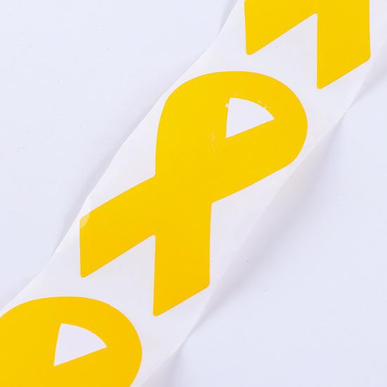 Golden Ribbon Stickers Childhood Cancer COPD Awareness Stickers Self-adhesive Ribbon Shape Stickers for Fundraising Awareness Campaigns