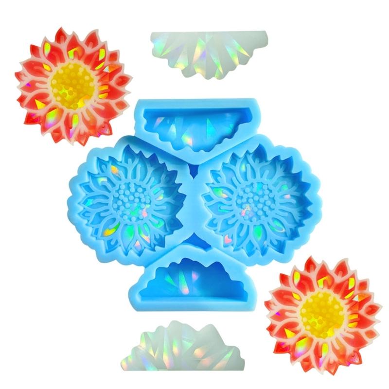 Holographic Resin Keychain Mold Flower Epoxy Resin Casting Mold for DIY Crafts Jewelry Making Phone Holder Silicone Mold