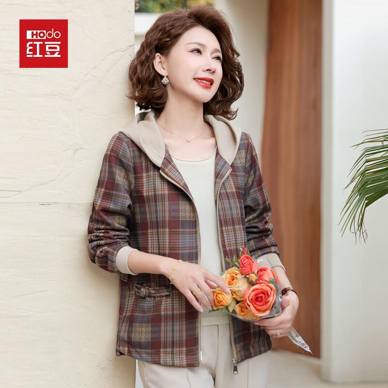 

Женская клетчатая куртка Hodo с капюшоном на осень 3XL