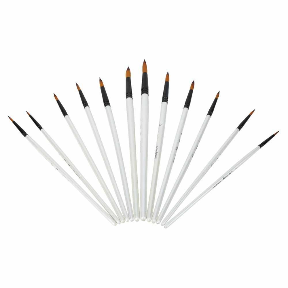 12PCS Nylon Hair Paint Brush Set Pearl White Painting Pen  Watercolor Pigment Application