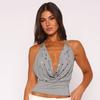 Western Style New Fashion Casual Loose Sexy Gyaru Hanging Neck Vest Top Sexy Backless Top