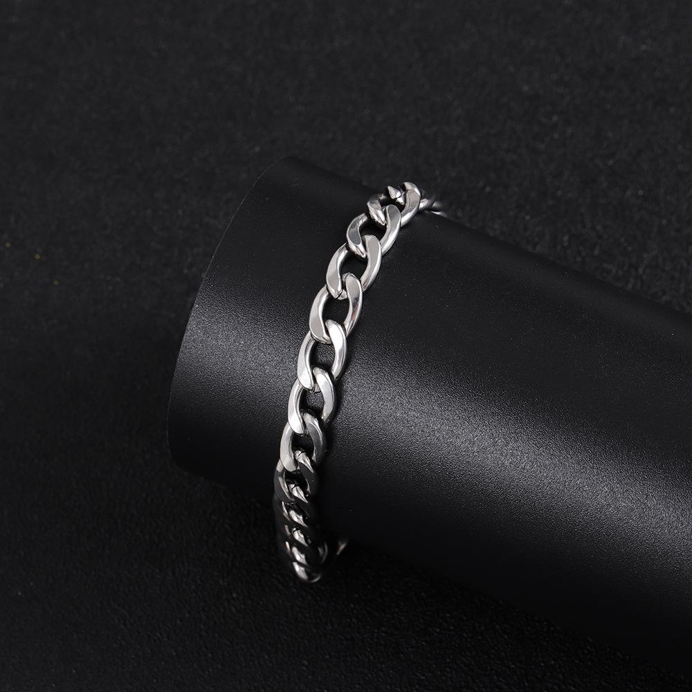 Hip Hop Curb Cuban Link Chain Bracelet 21cm Gold Silver Color Stainless Steel 7mm Hand Chains For Women Men Jewelry Gift