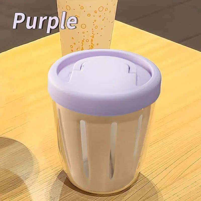 Salad Cup with Fork Cylindrical Plastic Fruit Container Multifunctional with Drainage Portable for Lunch and Snacks