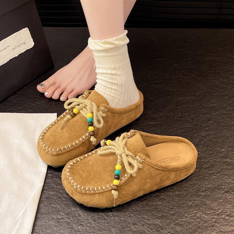 Retro inner height-increasing Boken shoes bag head half slippers women's summer outer wear 2025 new one-pedal thick-soled Muller sandals