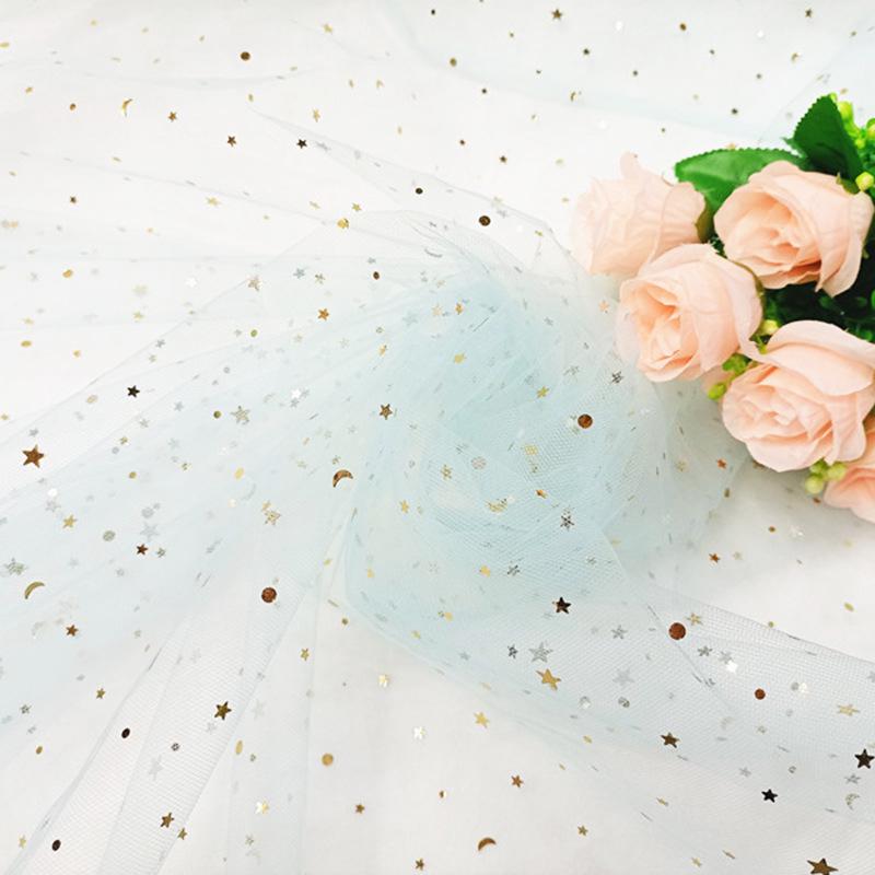 Țesătură Tulle Pre-Tăiată cu Lună Stelată pentru Buchete, Fuste de Masă și Rochii de Păpuși