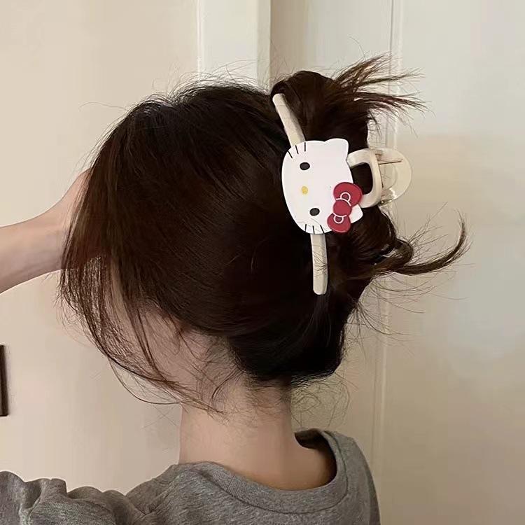 Ins Style Kitty Sanrio Kitty Claw Clip Korean Cartoon Large Large Shark Hair Clip Claw Back Hair Ponytail Holder Korean&