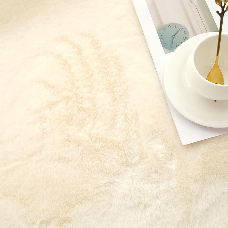 Covor de pluș imitație blană de iepure pentru sufragerie, dormitor sau fereastră de colț – Lavabil la mașină, gros și acoperire completă.