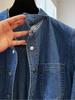 Korean Style Layered Denim Long-Sleeved Shirt for Women - Trendy Autumn Casual Wear