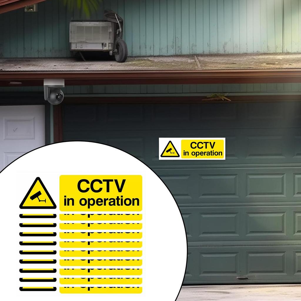 Security Camera Signs Warning Self-Adhesive Video Camera Signs For Outside 10 Pieces Weatherproof Property Safety Stickers For