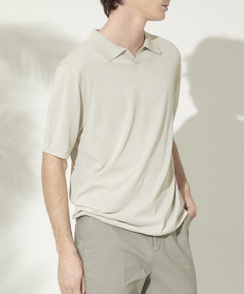 210EDIT Cool Men'S Slit Collar Short Sleeve Ice Knit_Zc2Sw025_Cr