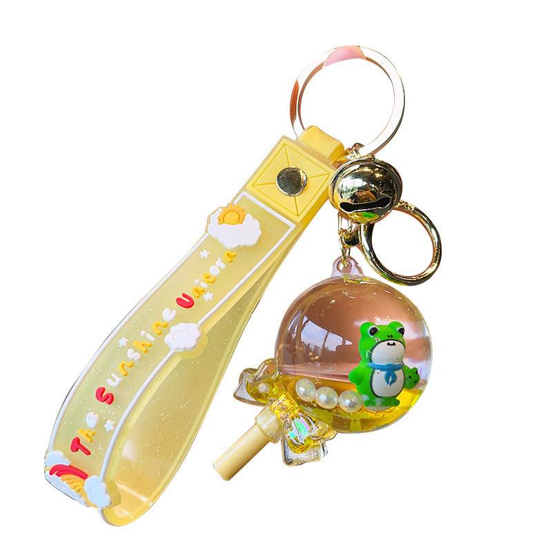 Adorable Floating Sand Bottle Frog Lollipop Keychains Perfect For Gifts And Decorations