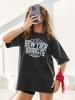 Trendy Vintage Black Washed Graphic Street Style Top