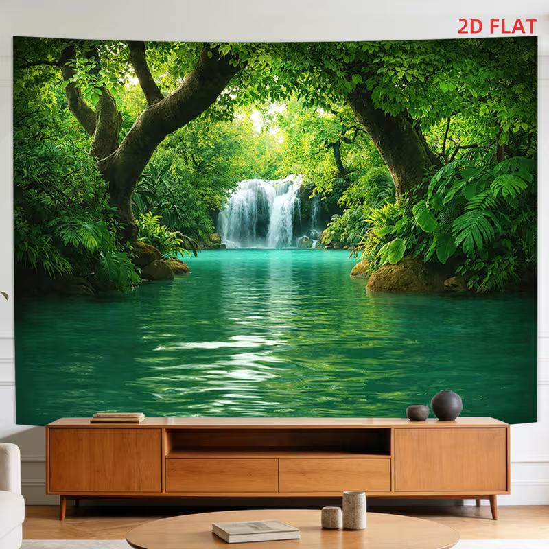 

2D Tropical Forest Waterfall Backdrop for Aesthetic Nature Content Creation 47.2x31.5inch/120*80cm