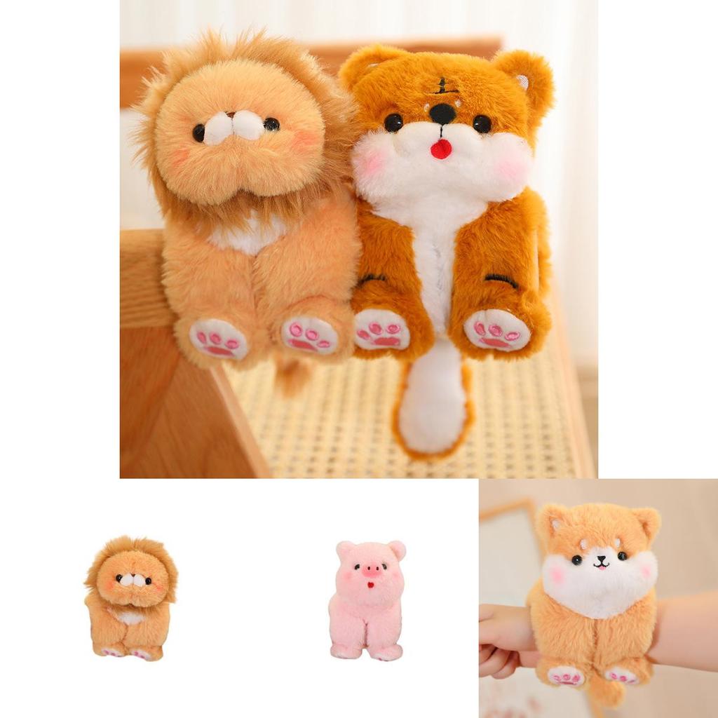 Cute Animal Plush Toys With Snap Bracelet Adorable Elephant And Lion Hand Ring Stuffed Doll For Kids
