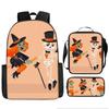 Halloween Backpack Pumpkin Ghost 3-Piece Set Schoolbag Kids Shoulder Bag Cute Bookbag for Boys Girls
