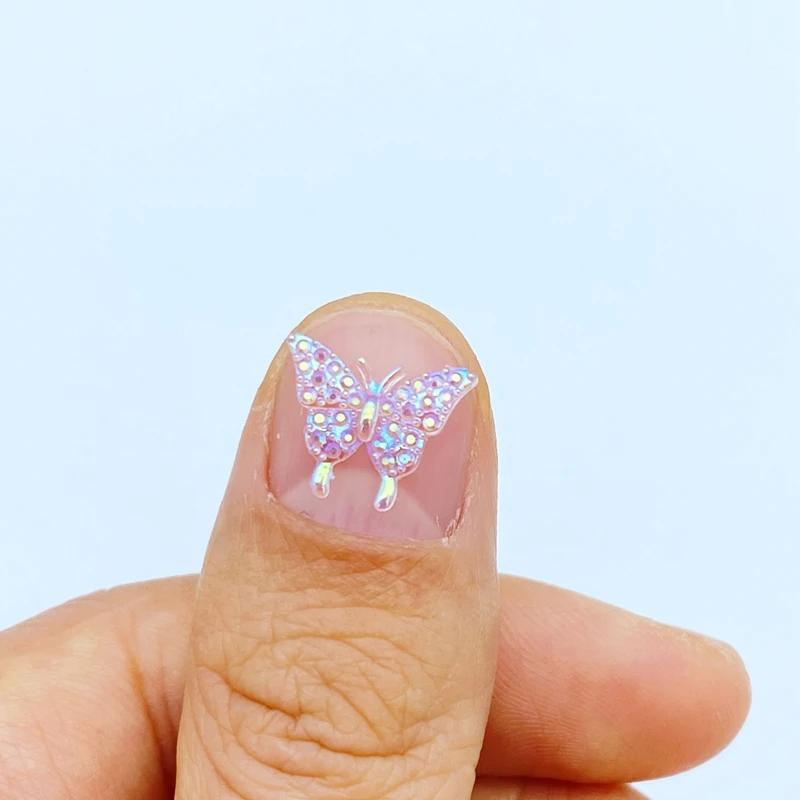 New 100Pcs New Cute Mini Shiny Little Butterfly Resin Figurine Crafts Flatback Cabochon Ornament Jewelry Making Hairwear Accesso