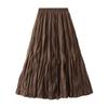 Spring and Autumn Women's Skirt High Waist Slim Messy Pleated Mid-Length Large Swing A-line Skirt Half-body Skirt