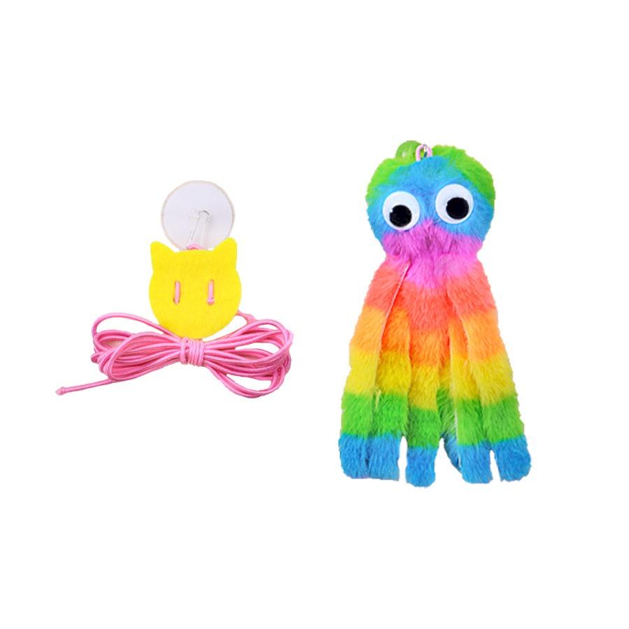 

Door Hanging Cat Toy Cute Octopus Plush Toy Suction Cup Hanging Cat Toy Bite Resistant Sound Interactive Kitten Toy Pet Supplies