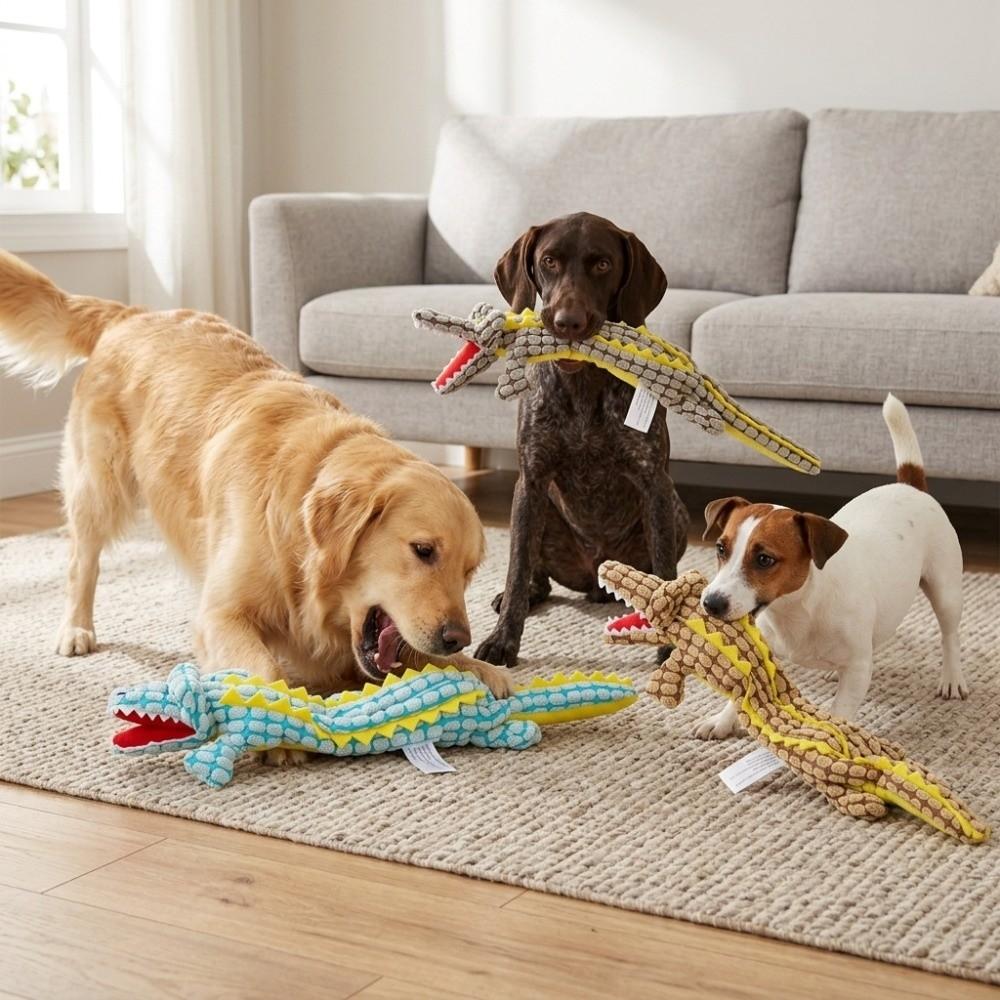 Corn Fleece Surface Alligator Dog Toy Alligator Shaped Puppy Chew Toy  Daily Teething Play