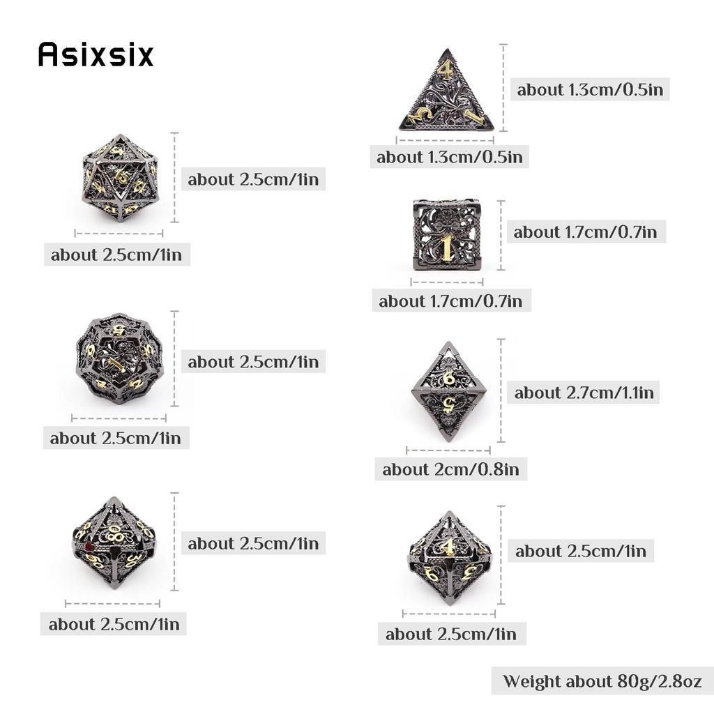 7 ks Black Golden Squid Metal Dice Sada dutých kovových mnohostěnných kostek Vhodné pro RPG stolní karetní hru
