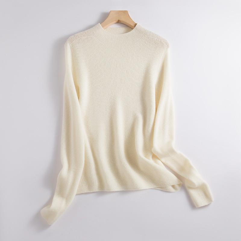 Extended semi-turtleneck wool sweater women's 0 full wool seamless integrated knitted backing soft waxy fleece autumn top new