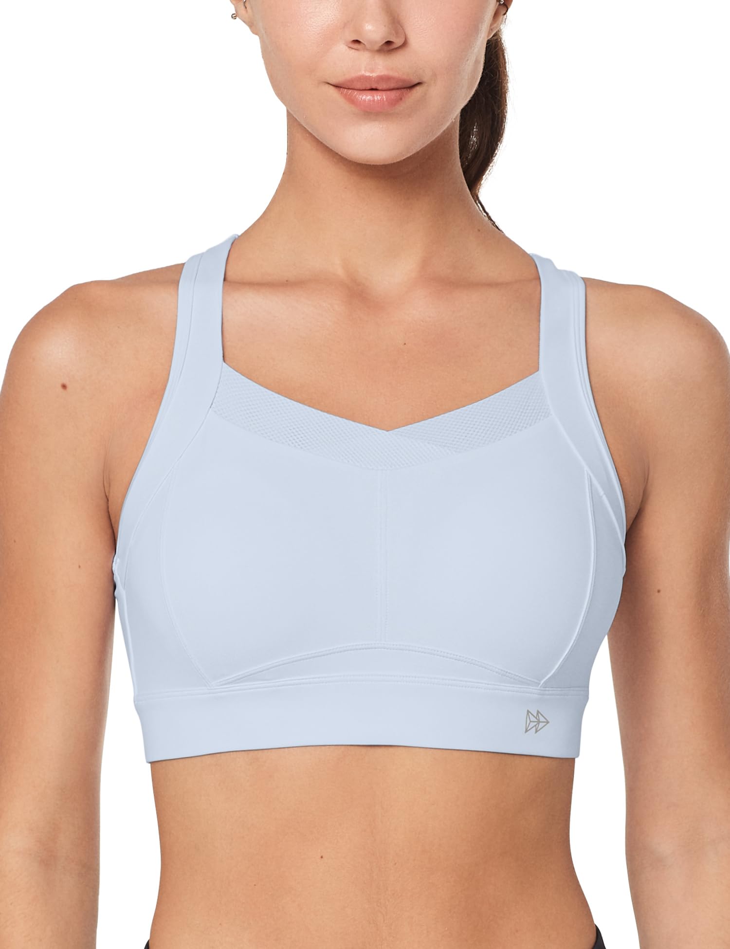 

Yvette Sports Back 3D High Size M Blue Women s Bra, No-Sway, Hook, Mesh, Sweat-Wicking, Quick-Drying, Cut, One-Piece Cup, Wireless, Neck, Fitness,