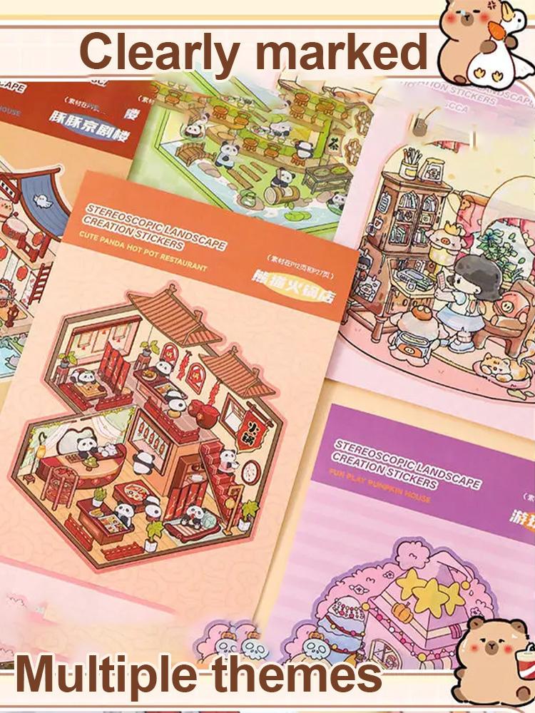 20Pcs 20in1 3D Landscape Sticker Collection Book Album Cartoon Scene DIY Toy Game Festival Birthday Gift for Kid Girl Child