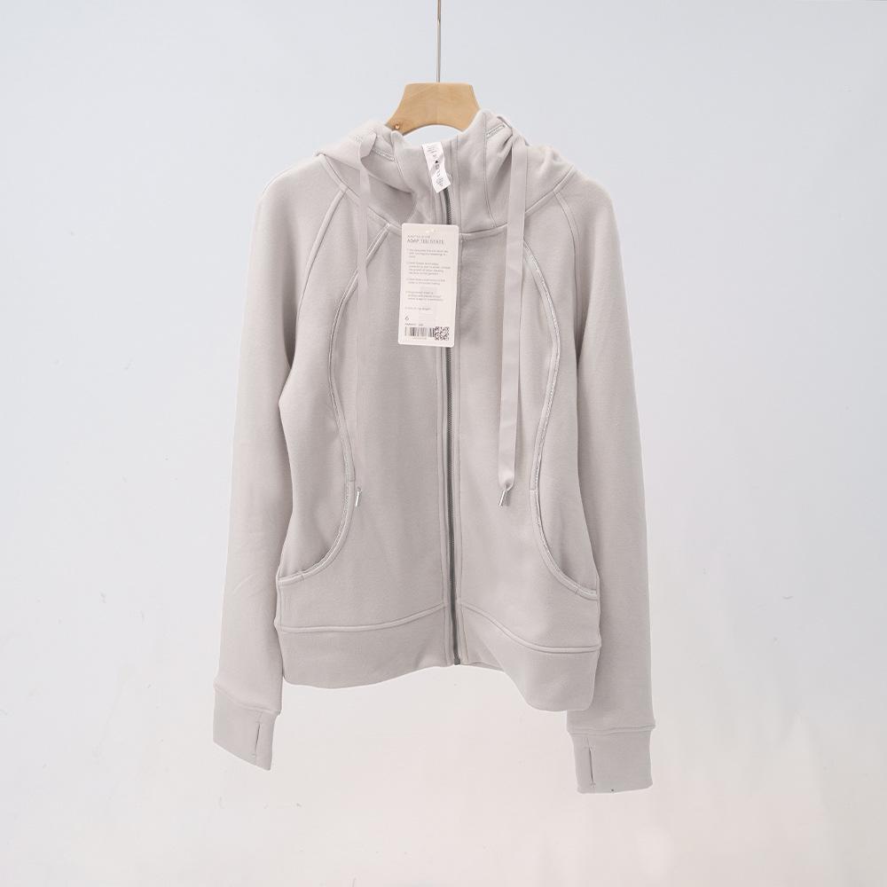 Dámská mikina s kapucí na jógu Slim Fit Plus Velvet pro podzim a zimu