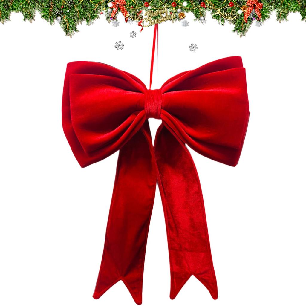 Christmas Bow DIY Xmas Trees Decoration Pendant Velvet Bows Knot Baubles Hanging Ornaments For Home Party Decorations