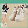 Dad Shoes Womens Casual Pu Thick Sole Sneakers For Daily Wear