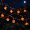 Portable Halloween Props String Lights, 10/20 LED Spooky Pumpkin Ghost Fairy Light, Battery Easy Install Hanging Lights Operated for Indoor