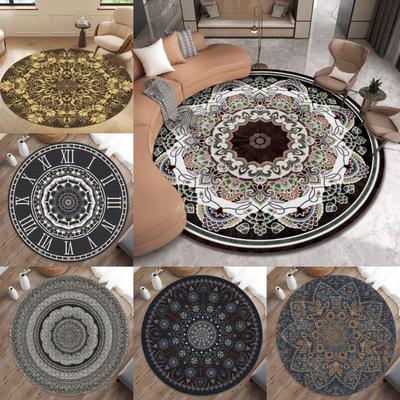 Bohemian Mandala Round Carpet Mat Rug Euro American Stained Glass Floral Medallion Colorful Home Decoration Living Room Bedroom