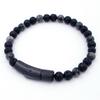 Stainless Steel Tigers Eye Beaded Bracelet Men Women Geometric Style Fashion OL Jewelry