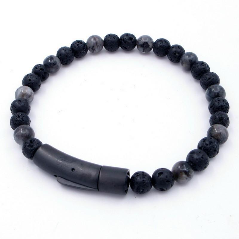 Stainless Steel Tigers Eye Beaded Bracelet Men Women Geometric Style Fashion OL Jewelry