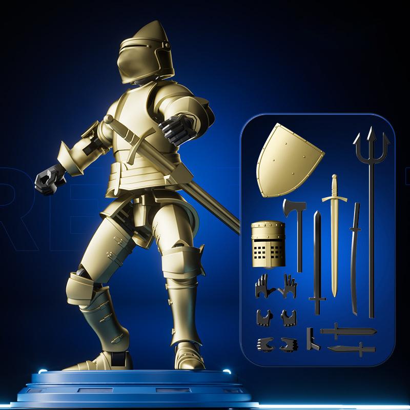 Knight Vs Skeleton Joint Man Dummy Action Figure Assembling Toy For Children Gifts