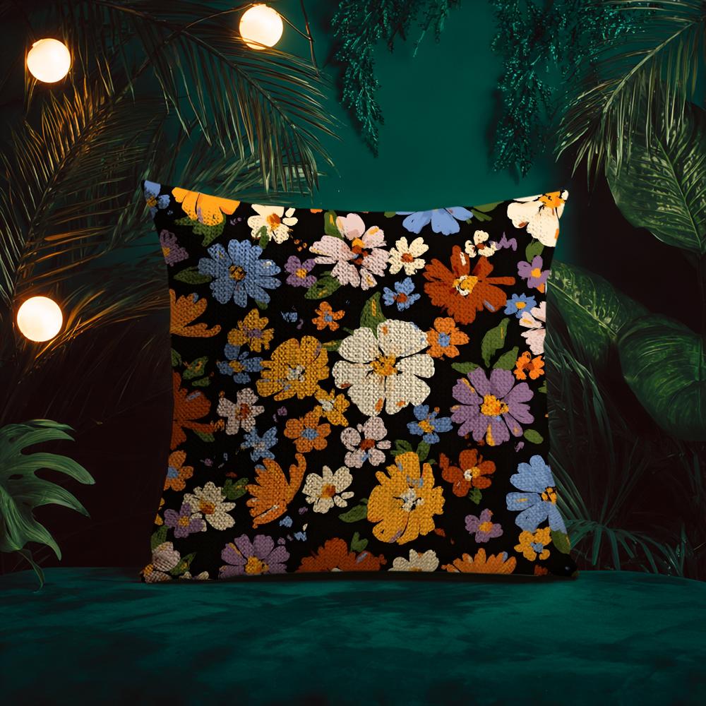 Elegant And Beautiful Flowers Cushion Cover Silky Elegant Comfort Sofa Bed Invisible Zipper Beach Pillowcase