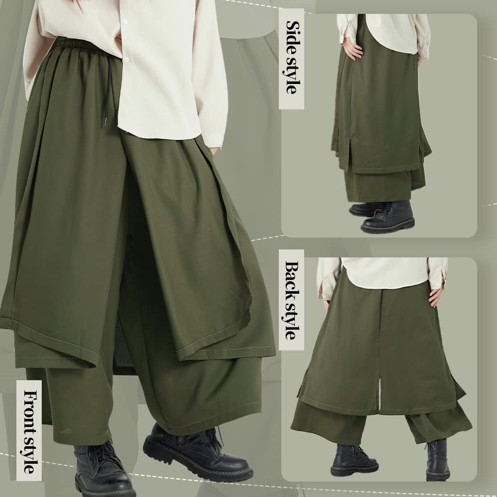 WEEN CHARM Sarouel Modified Aladdin Wrap Drape Wide Leg Jogger Loose Stylish Hakama Pants with Elastic Hip Hop Suitable for All Seasons Men's Pants,