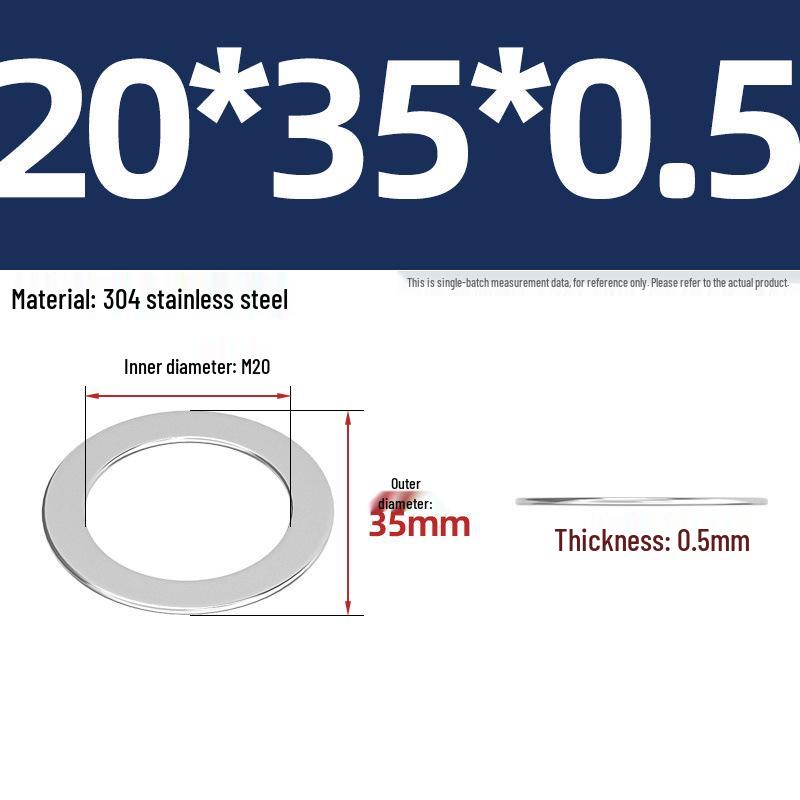 304 Stainless Steel Ultra-Thin Flat Washers - Available in Thickness: 0.1mm, 0.2mm, 0.3mm, 0.5mm