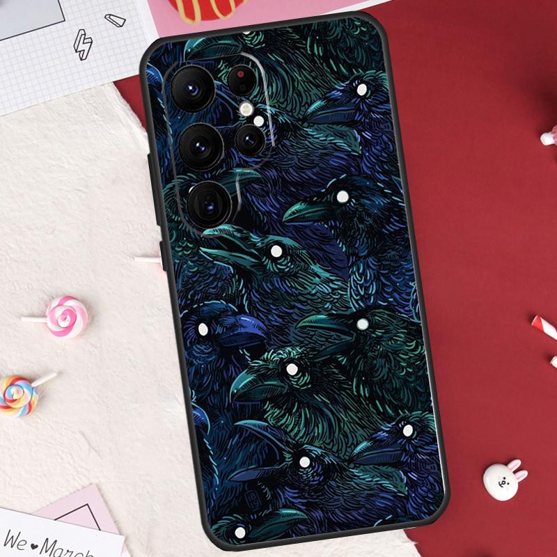 Raben Krähe Schädel Muster Hülle Für Samsung Galaxy S24 FE S20 FE S21 S22 S23 S25 S26 Ultra S10 Plus S25 FE Abdeckung Schale