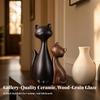 2 Pieces Ceramic Cat Figurine Cute Ornament Stylized for Living Room