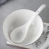 Ruhan Pure White Long-Handle Ceramic Large Soup Spoon