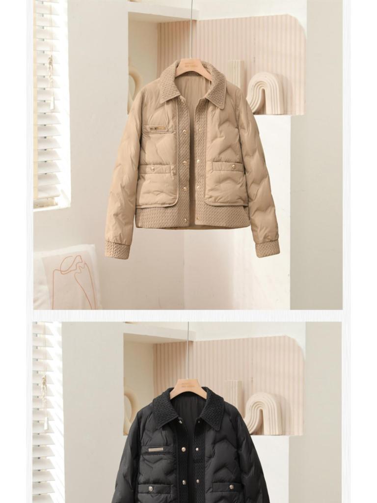 Women's 2025 Lightweight Short Down Jacket - Winter Fashion Polo Collar, Single-Breasted Design.