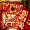 6Pcs Cartoon Chinese Snake Year Red Envelope Blessings Printing Best Wishes New Year Money Envelope Thickened Paper Hong Bao