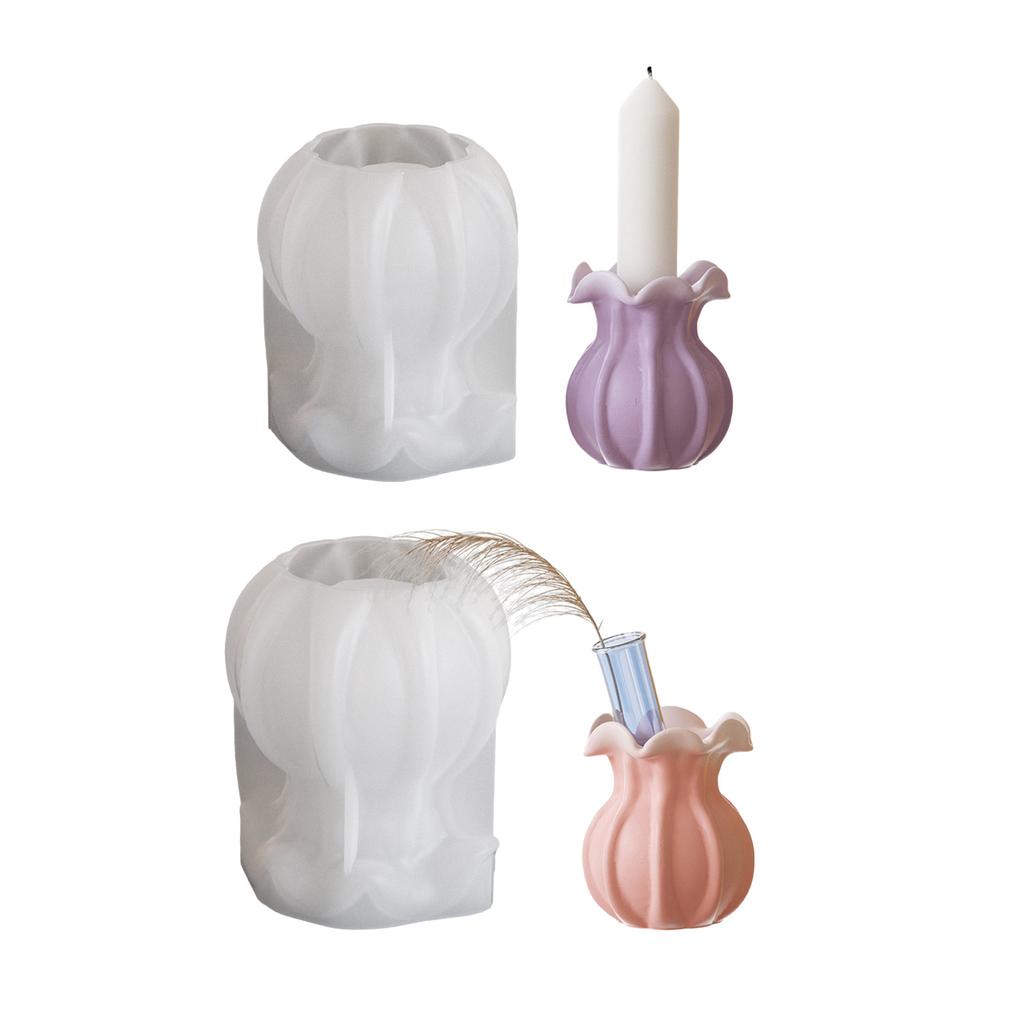 Antihaft-Silikon 3D Kerzenständerform Dekorative Hydroponische Vase Kerzenbasisform Handgemachte Gips Kerzenhalterform