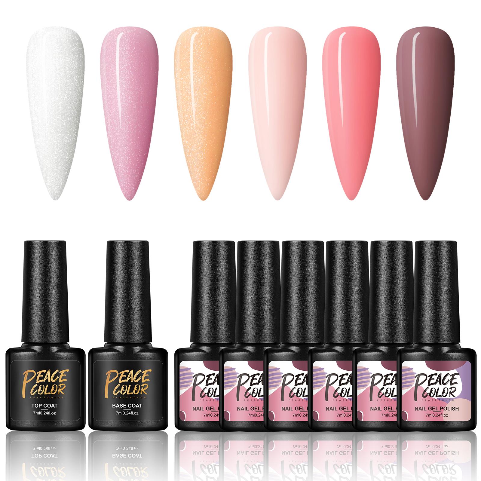 

PEACECOLOR 7 мл Гель-лак для ногтей 6 цветов/набор с базовым верхним слоем для украшения ногтей УФ-гель-лак Дизайнерский набор