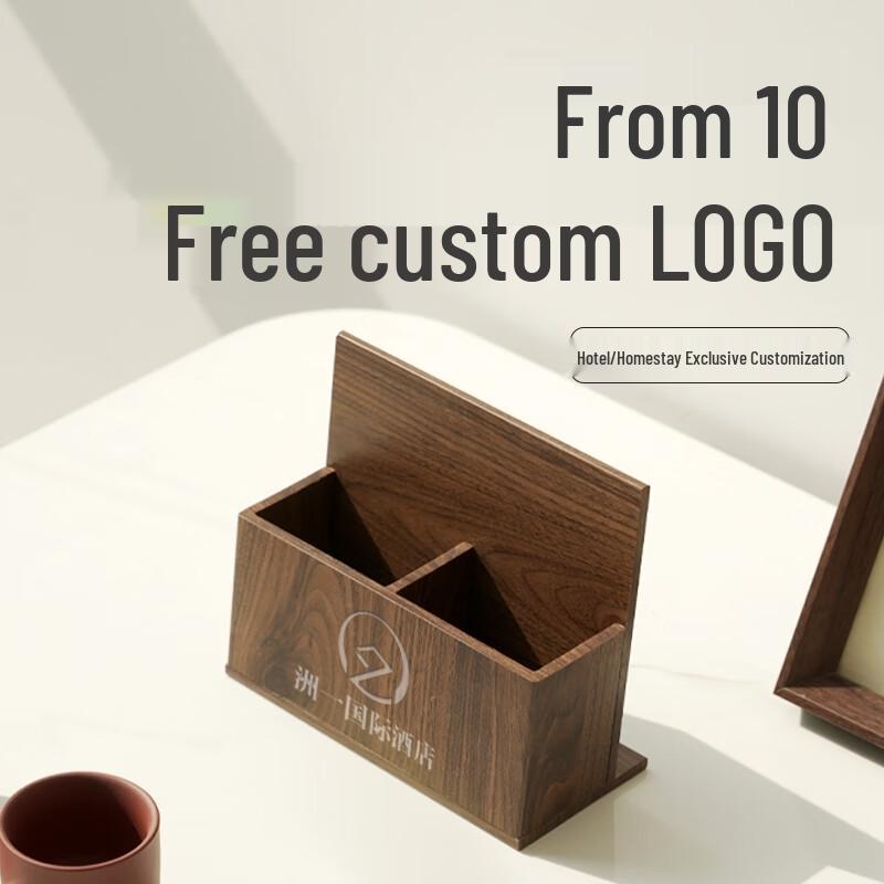 Light Luxury Walnut Wood Double Compartment Remote Control Organizer