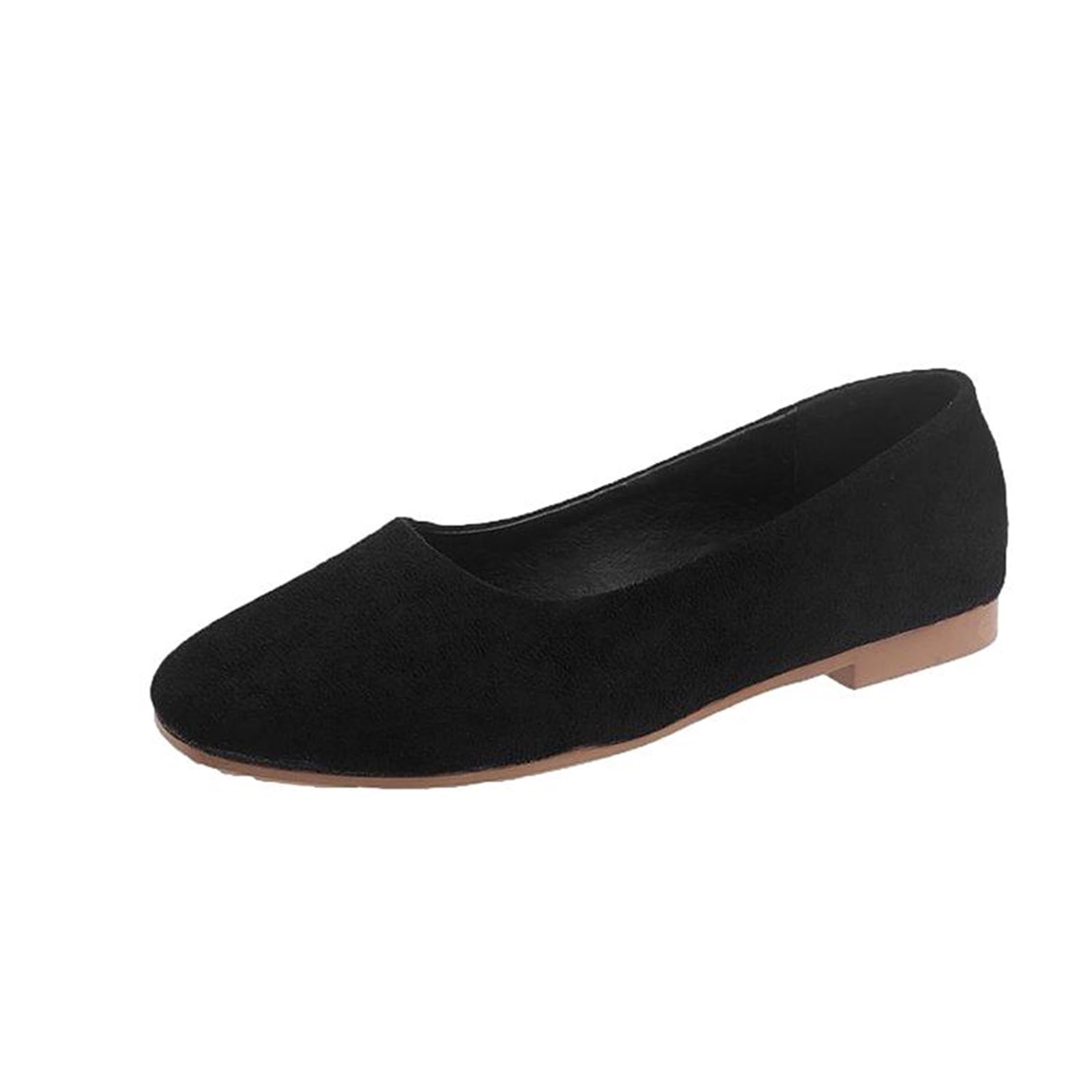 

One s One Women s Flat Shoes, Low Heel Pumps, Suede, Soft and Stylish (Black, Size 25.0 cm)