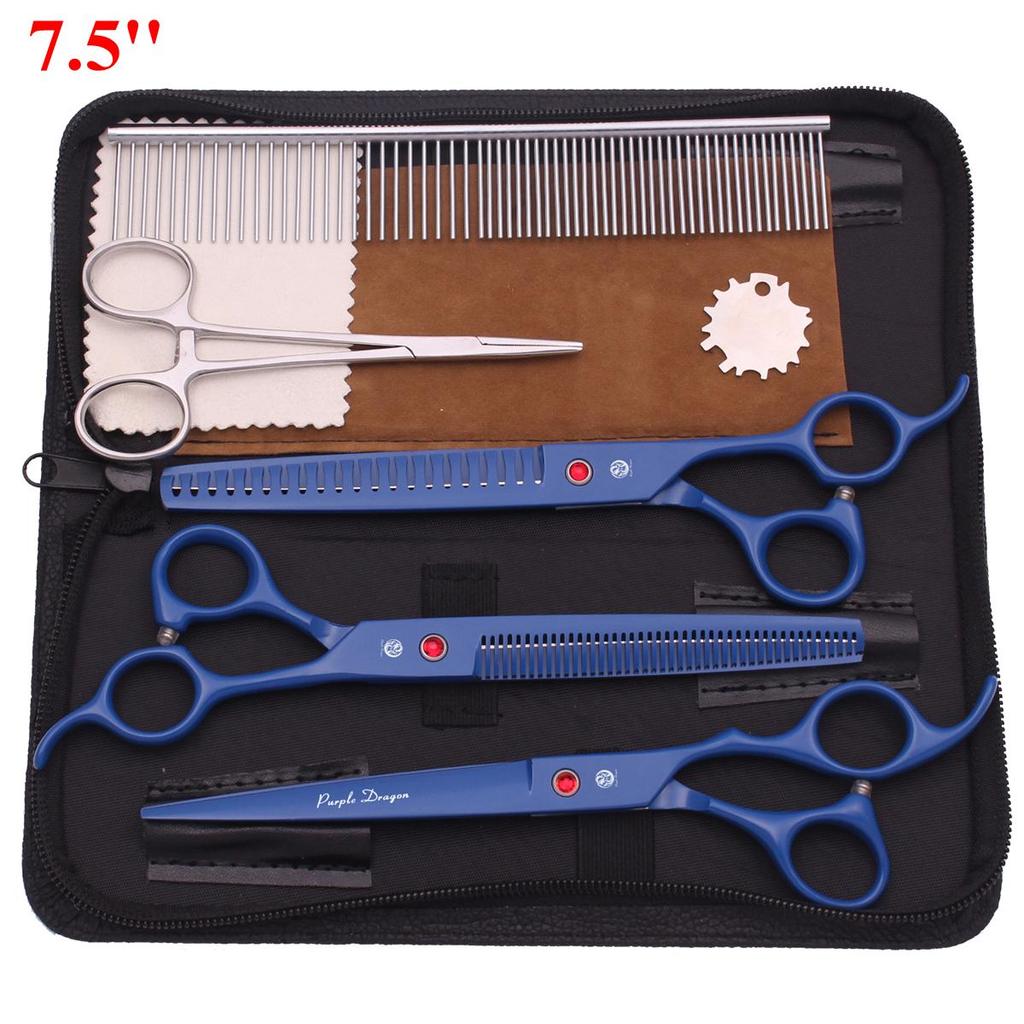 7,5'' Professionelle Tierpflege Schere Haarschneide Fischgräten Ausdünnungs Kamm Hämostaten Pinzette Japan 440C Set Für Hund Katze Z3088